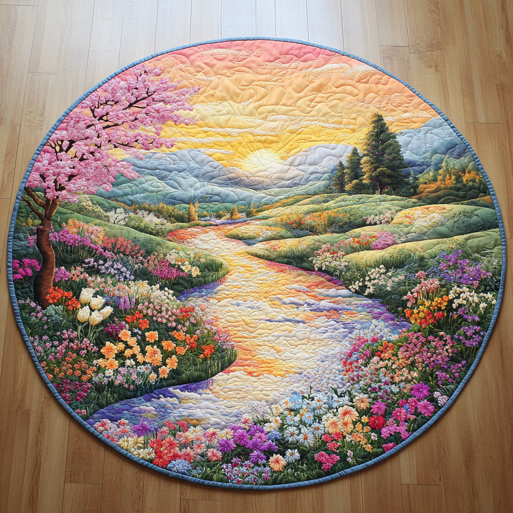 Serene River Valley Quilted Round Mat Foyer Decor Ideas 60 Inch Tree Skirt