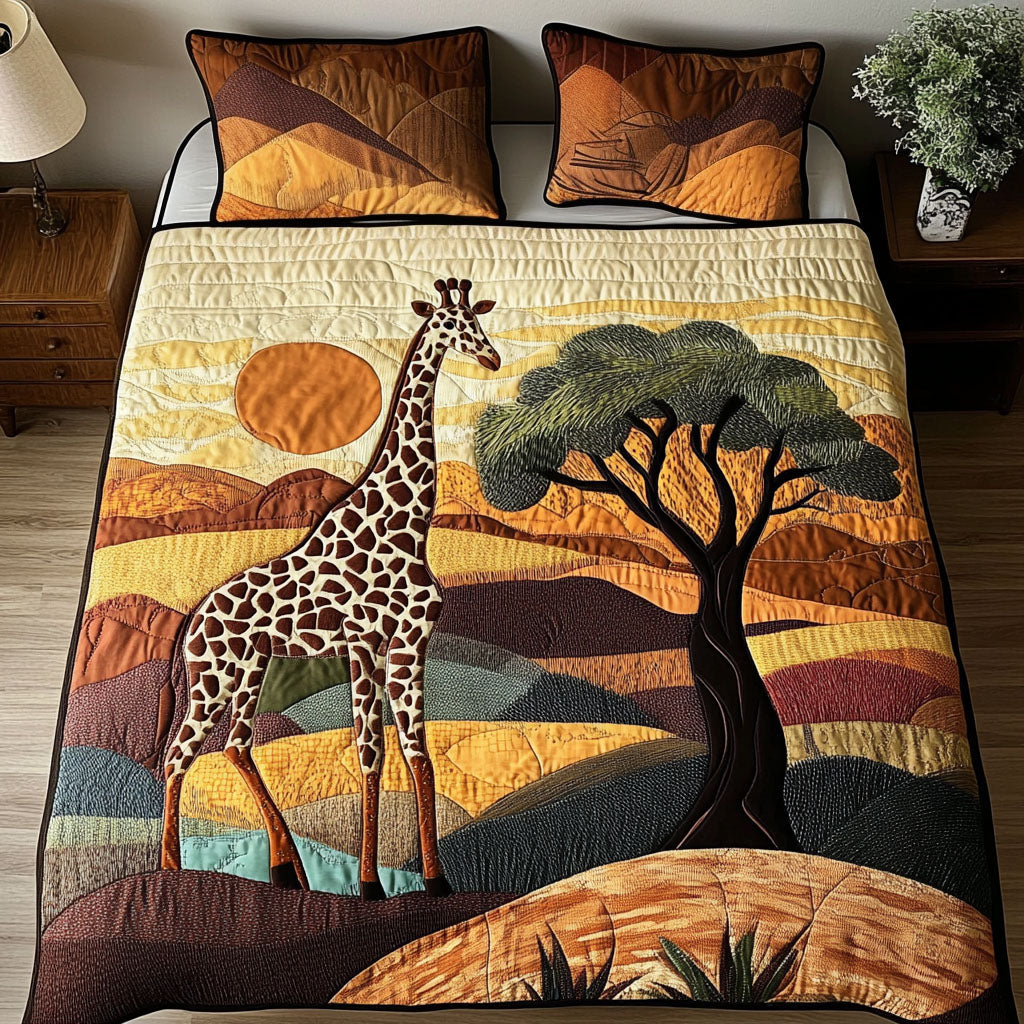 Serene Savannah Giraffe Quilted Bedding Set Personalized Bedding Set Gift for Couples