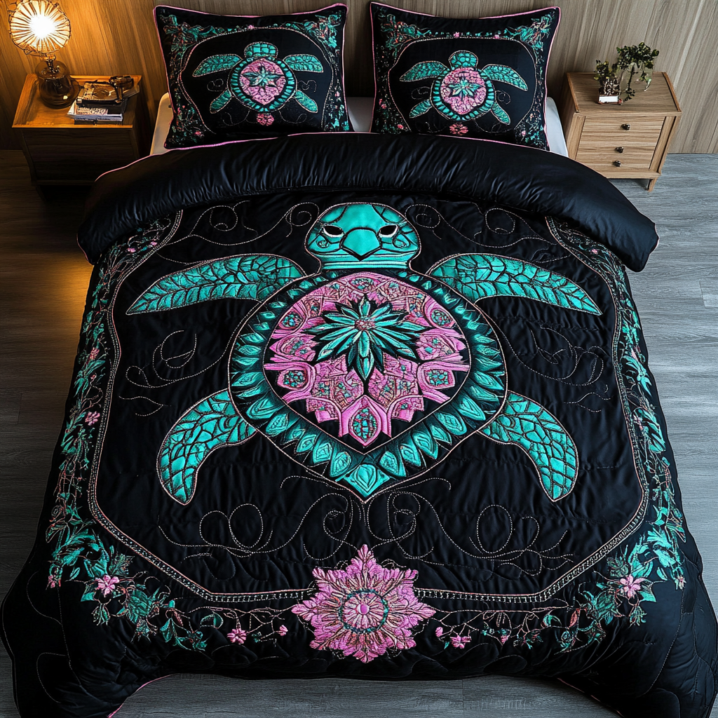 Serene Shell Quilted Bedding Set Bedroom Decor Ideas Sea Turtle Merchandise