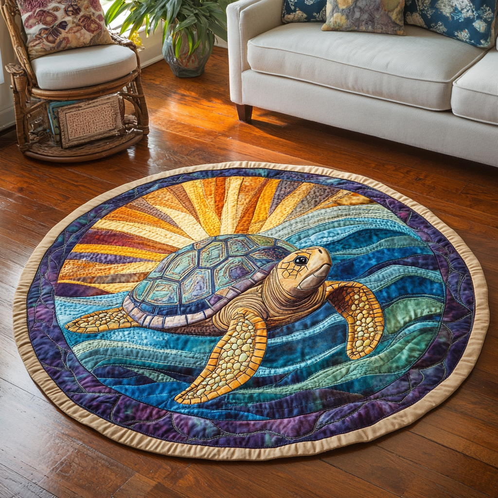 Serene Shell Quilted Round Mat Entryway Christmas Decor Ideas Sea Turtle Themed Gifts