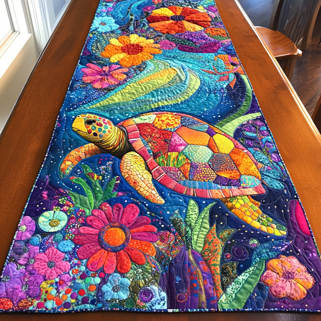 Serene Shell Quilted Table Runner Floral Runner Best Gifts For New Moms