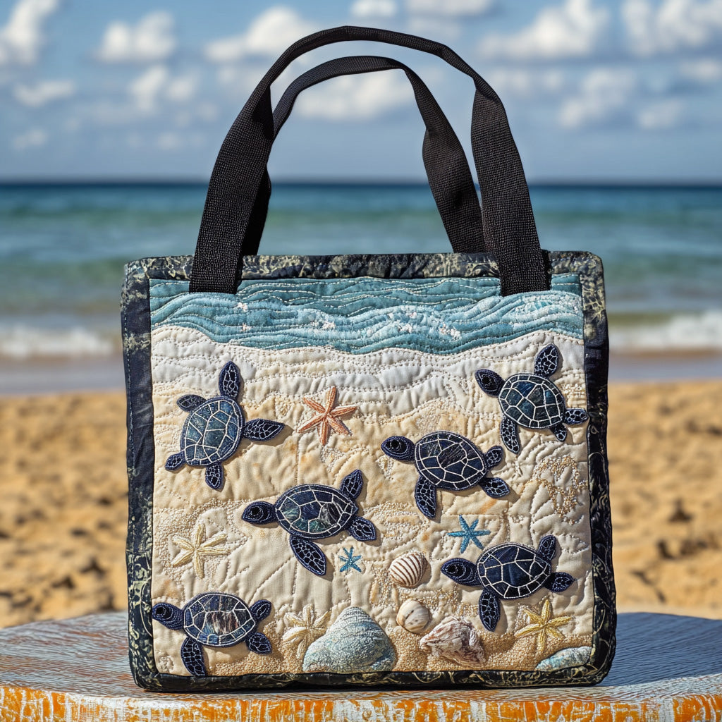 Serene Shell Quilted Tote Bag Gift Ideas For Sea Turtle Lovers