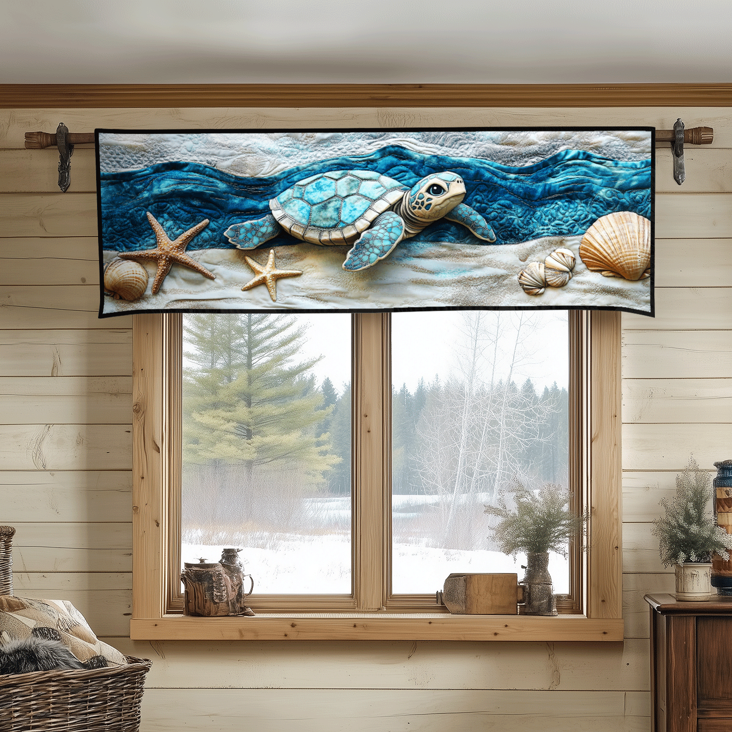 Serene Shells Quilted Valance Christmas Decor Turtle Gift Ideas