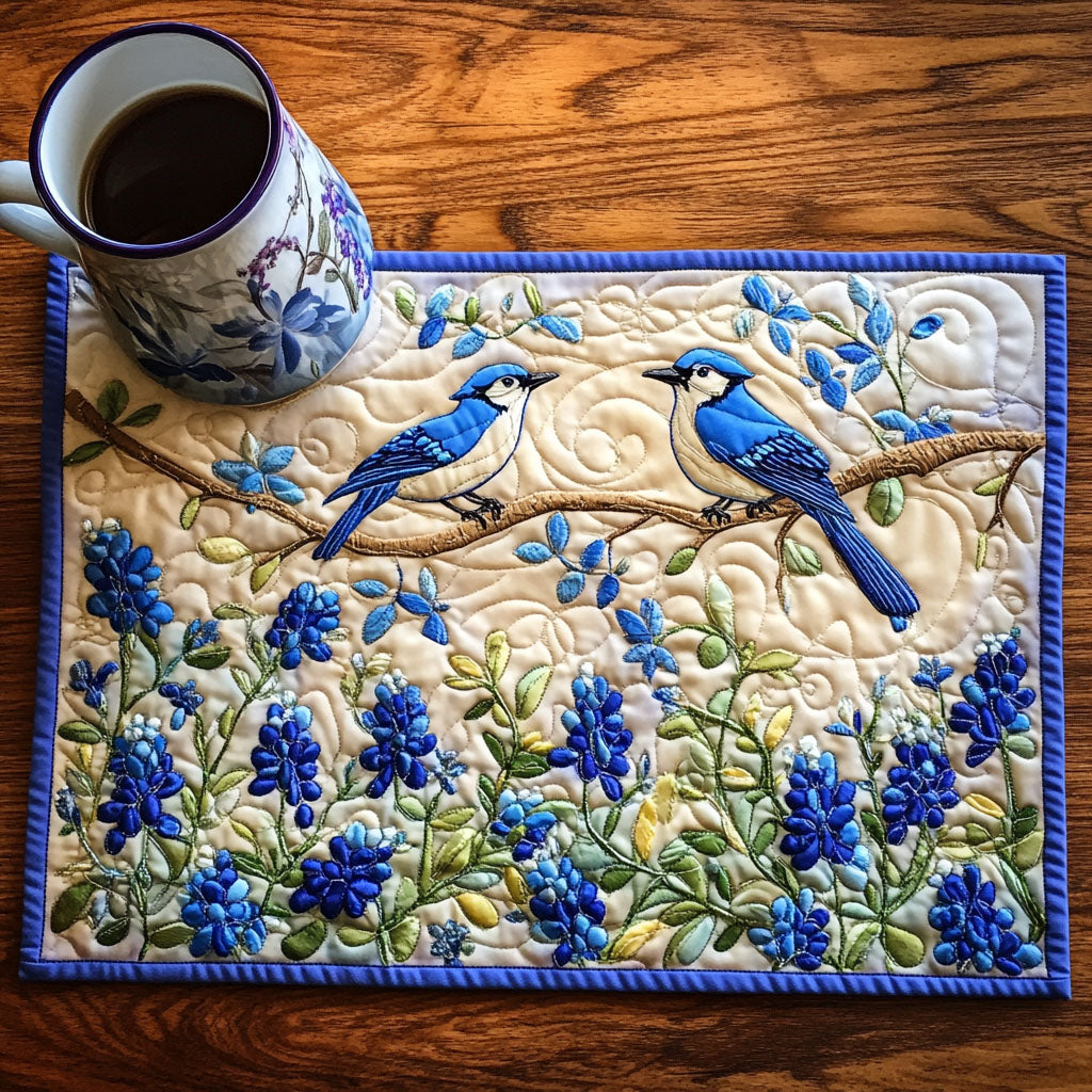 Serene Skybird Quilted Placemat Modern Holiday Decor Gifts For Owl Lovers