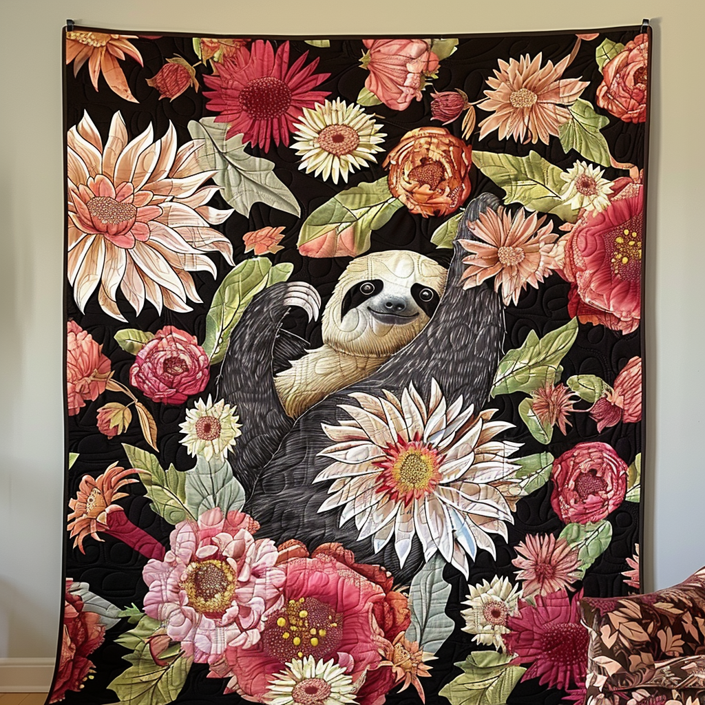 Serene Sloth Quilted Blanket Sloth Gift Idea