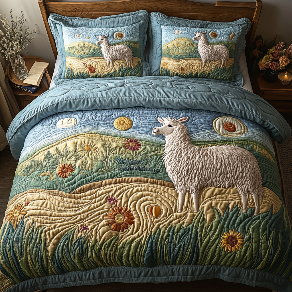 Serene Steps Quilted Bedding Set Cozy Bedroom Decor Sheep Themed Gifts
