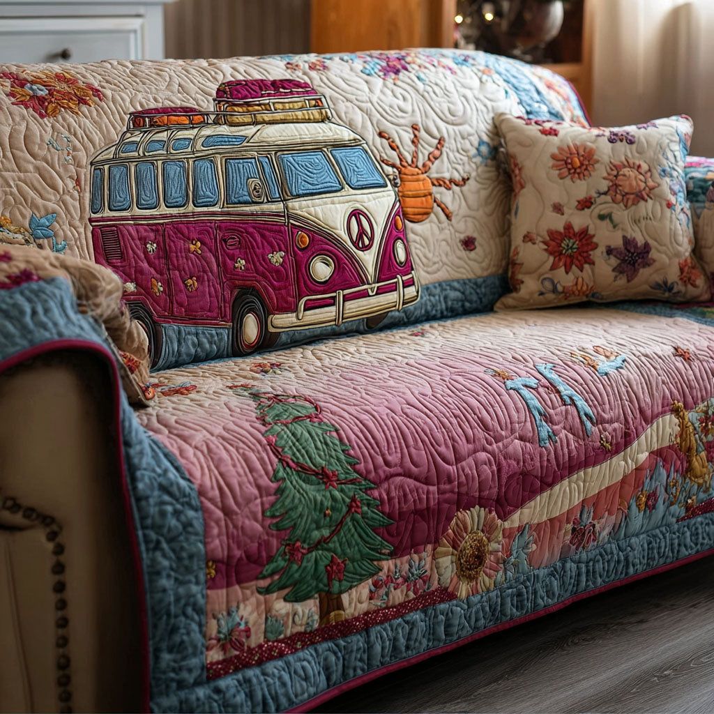 Serene Sunshine Quilted Sofa Cover Sofa Throw Cover Unique Gift for Landscape Lovers