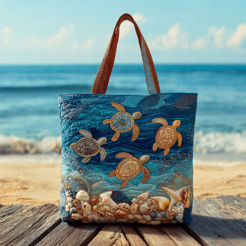 Serene Swimmer Quilted Tote Bag Presents For Ocean Lovers