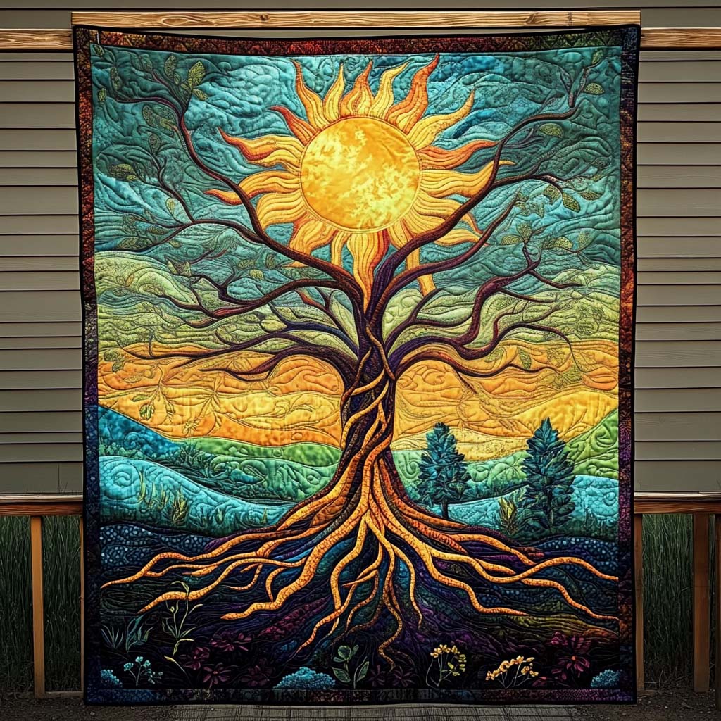 Serene Tree Quilted Blanket Tree Of Life Throw Blanket