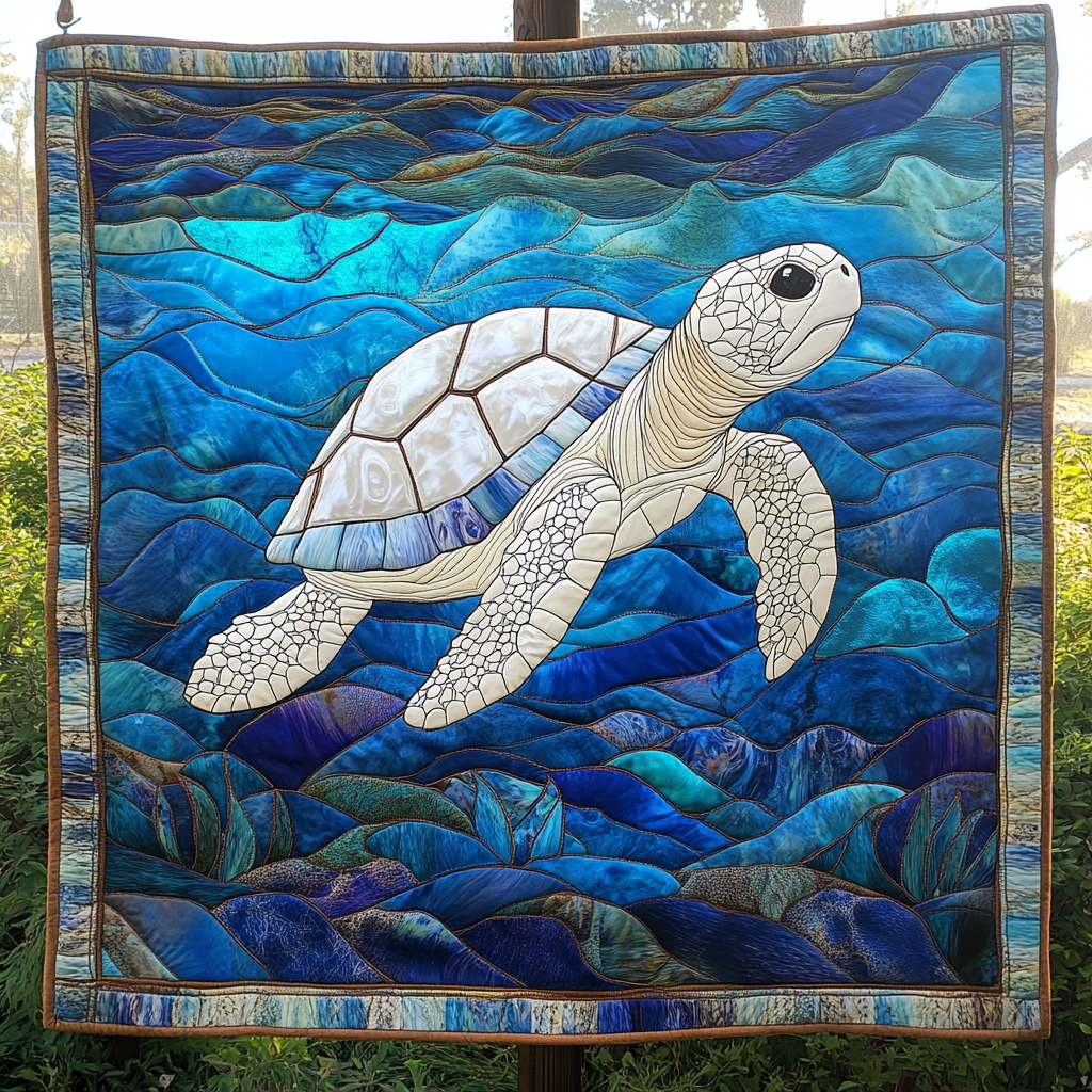 Serene Turtle Waters Quilted Blanket Turtle Present Ideas
