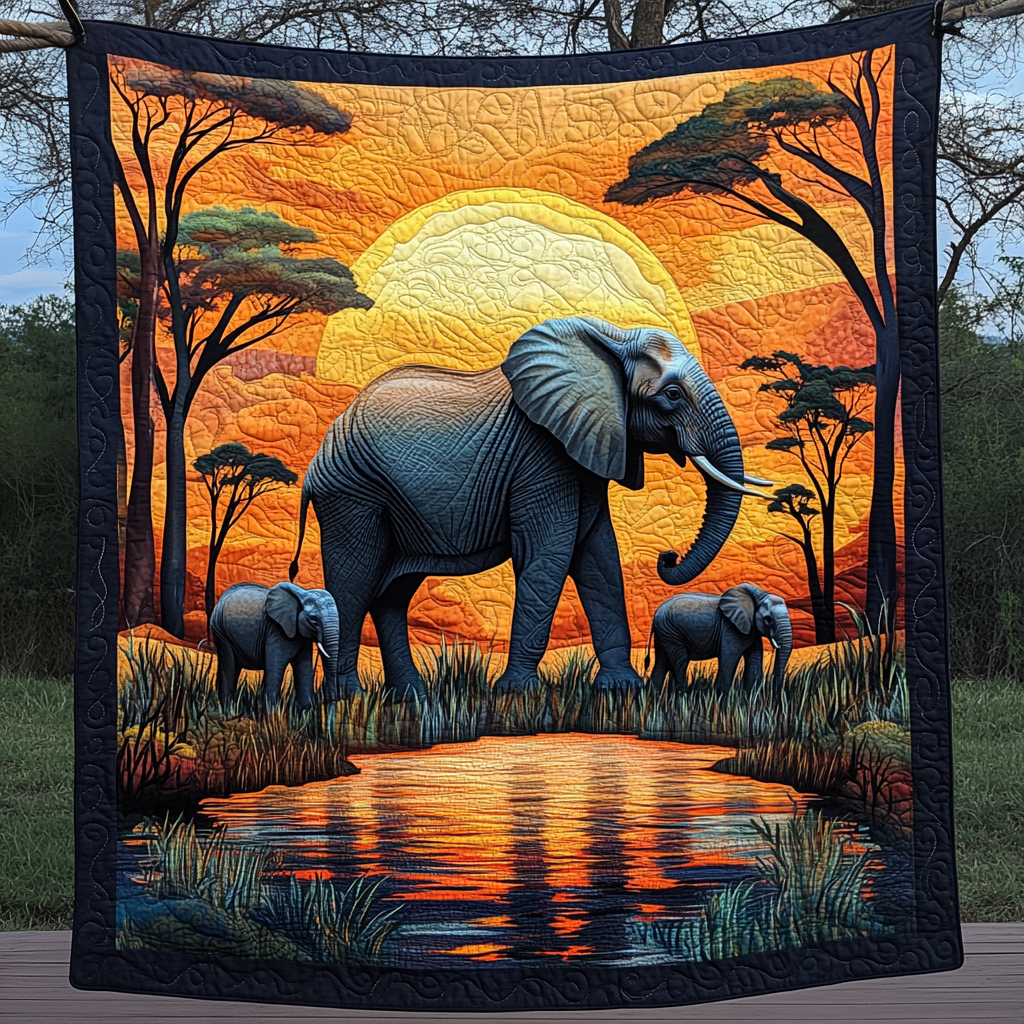 Serengeti Guardian Quilted Blanket Unique Elephant Gifts