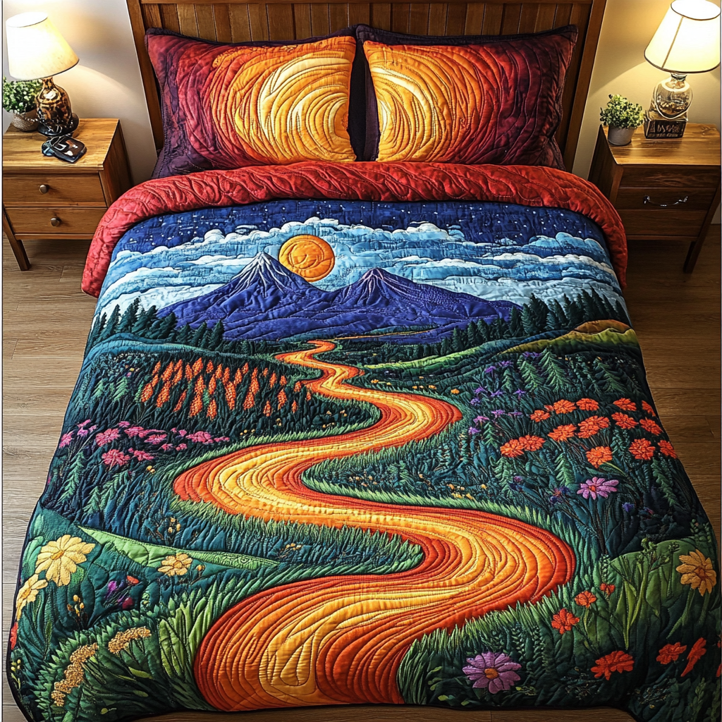 Serenity Falls Quilted Bedding Set Luxury Bed Sheet Gift Set for Ultimate Comfort