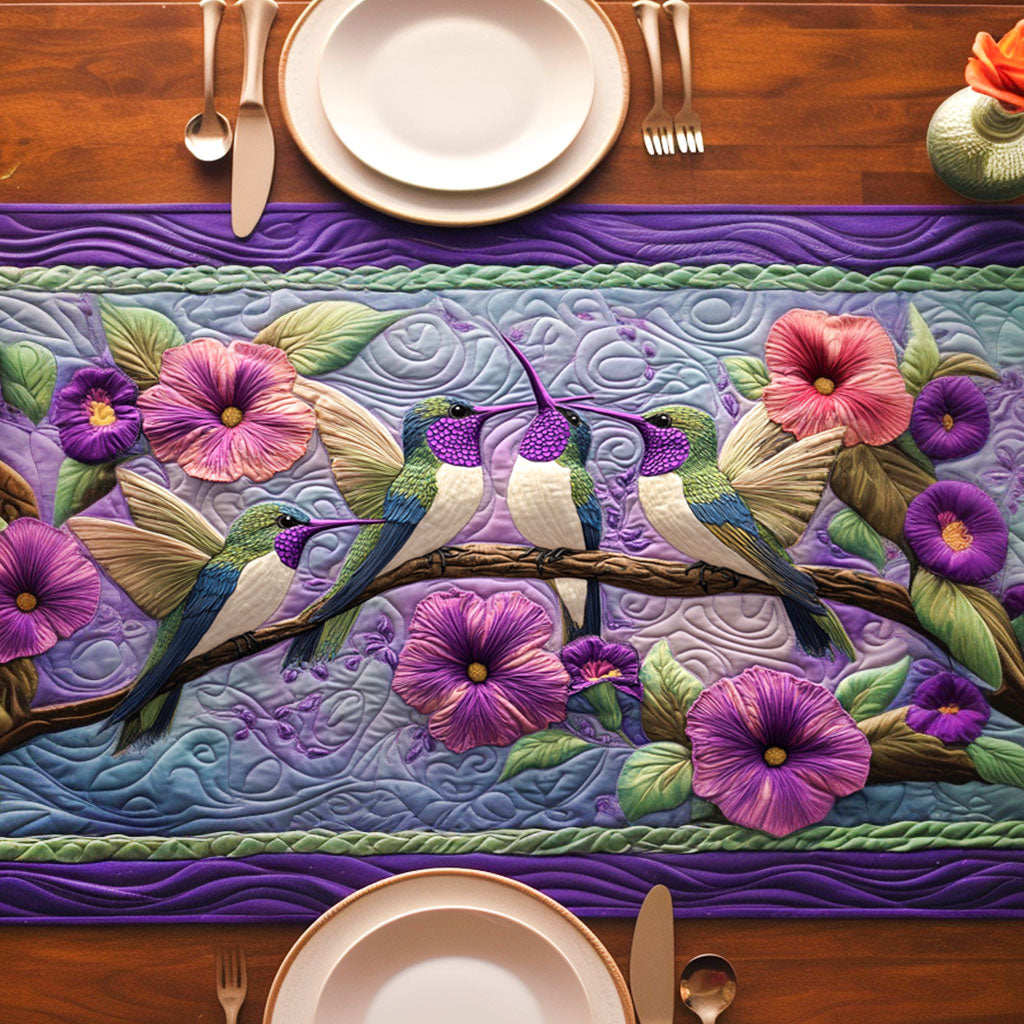 Serenity Flight Quilted Table Runner Dinner Table Decor Gifts For Hummingbird Watchers