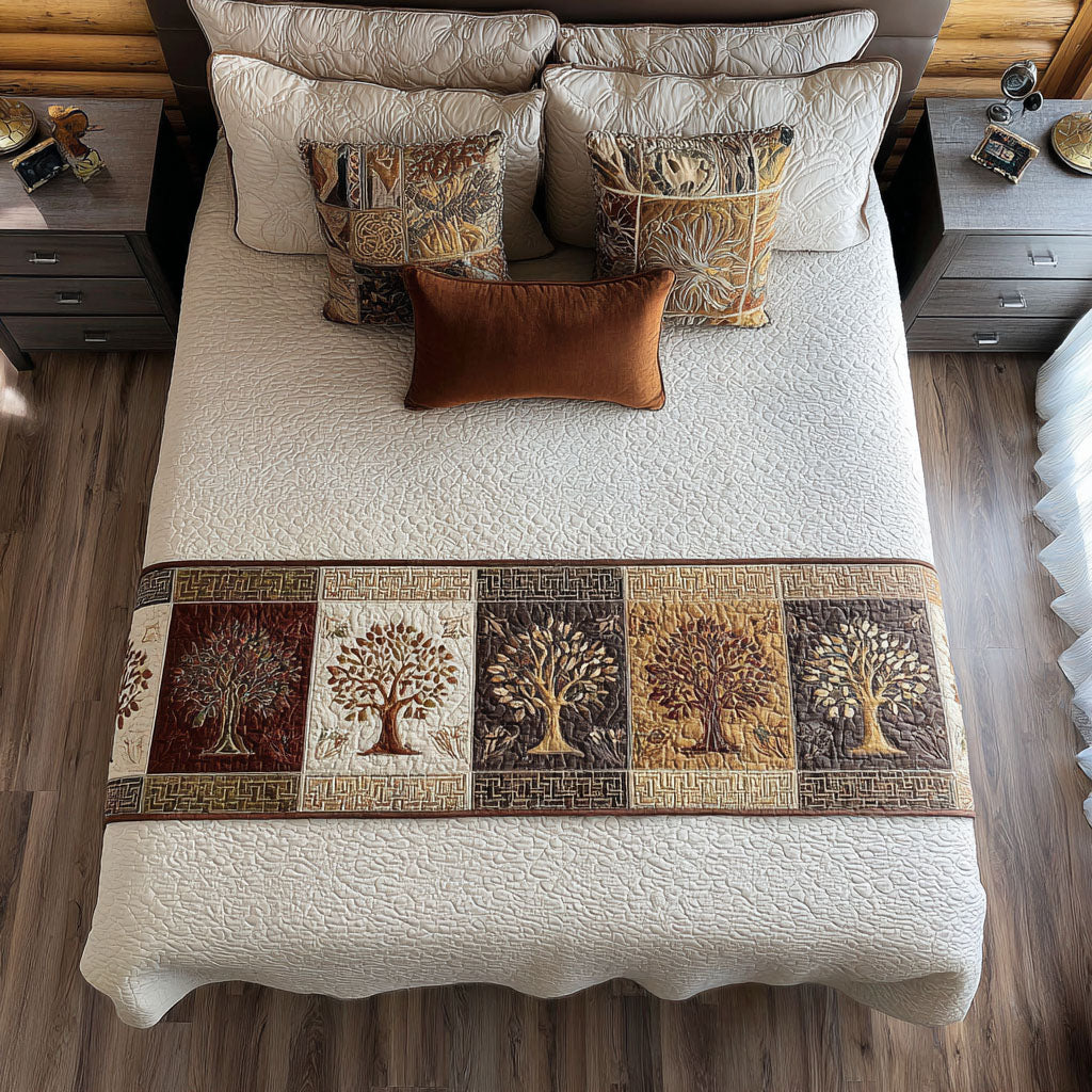 Serenity Grove Quilted Bed Runner Cozy Bedroom Decor Tree Of Life Gifts For Adults