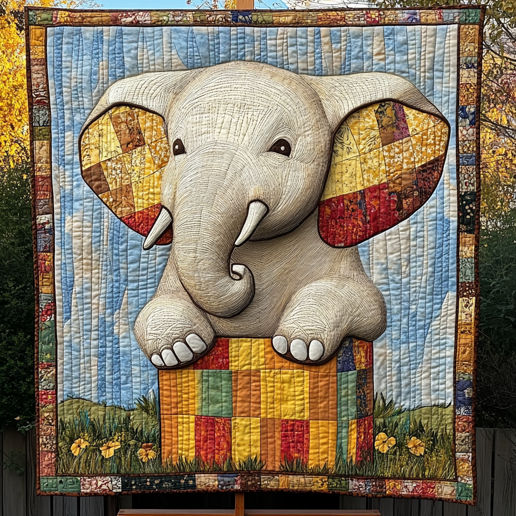 Serenity in the Wild Quilted Blanket Presents For Elephant Lovers