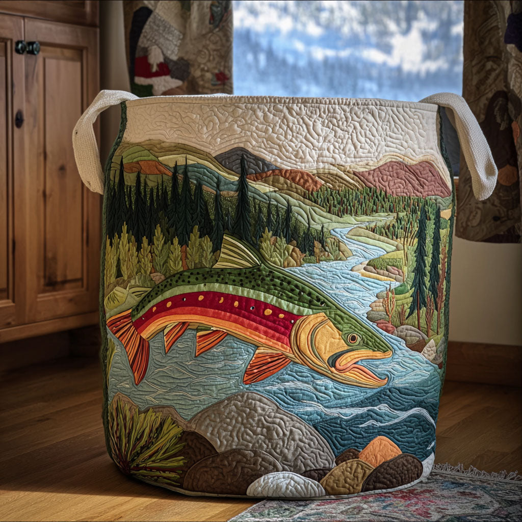 Serenity Run Quilted Laundry Basket Decorative Quilted Laundry Basket for Neat Spaces