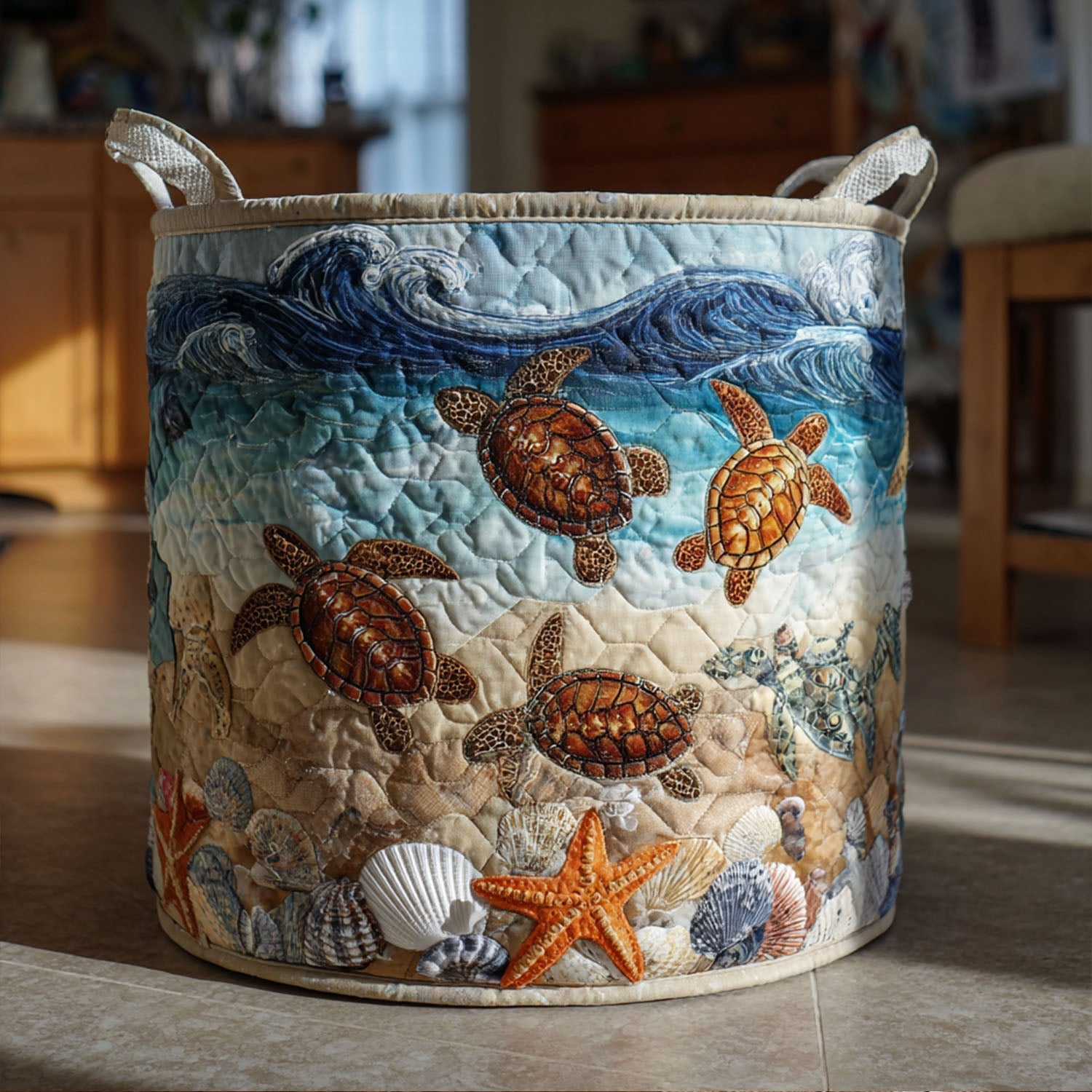 Serenity Shell Quilted Laundry Basket Perfect Birthday Gift Idea