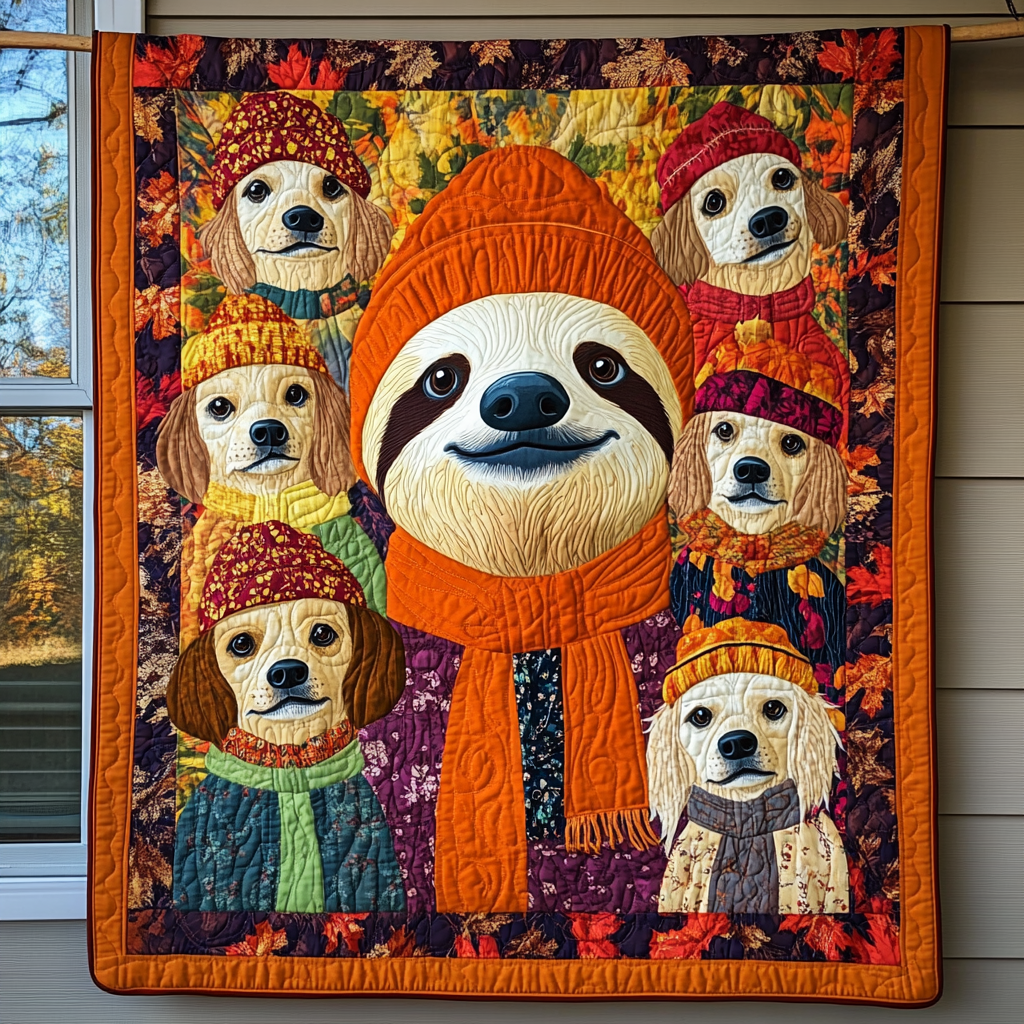 Serenity Sloth Quilted Blanket Sloth Gift Idea