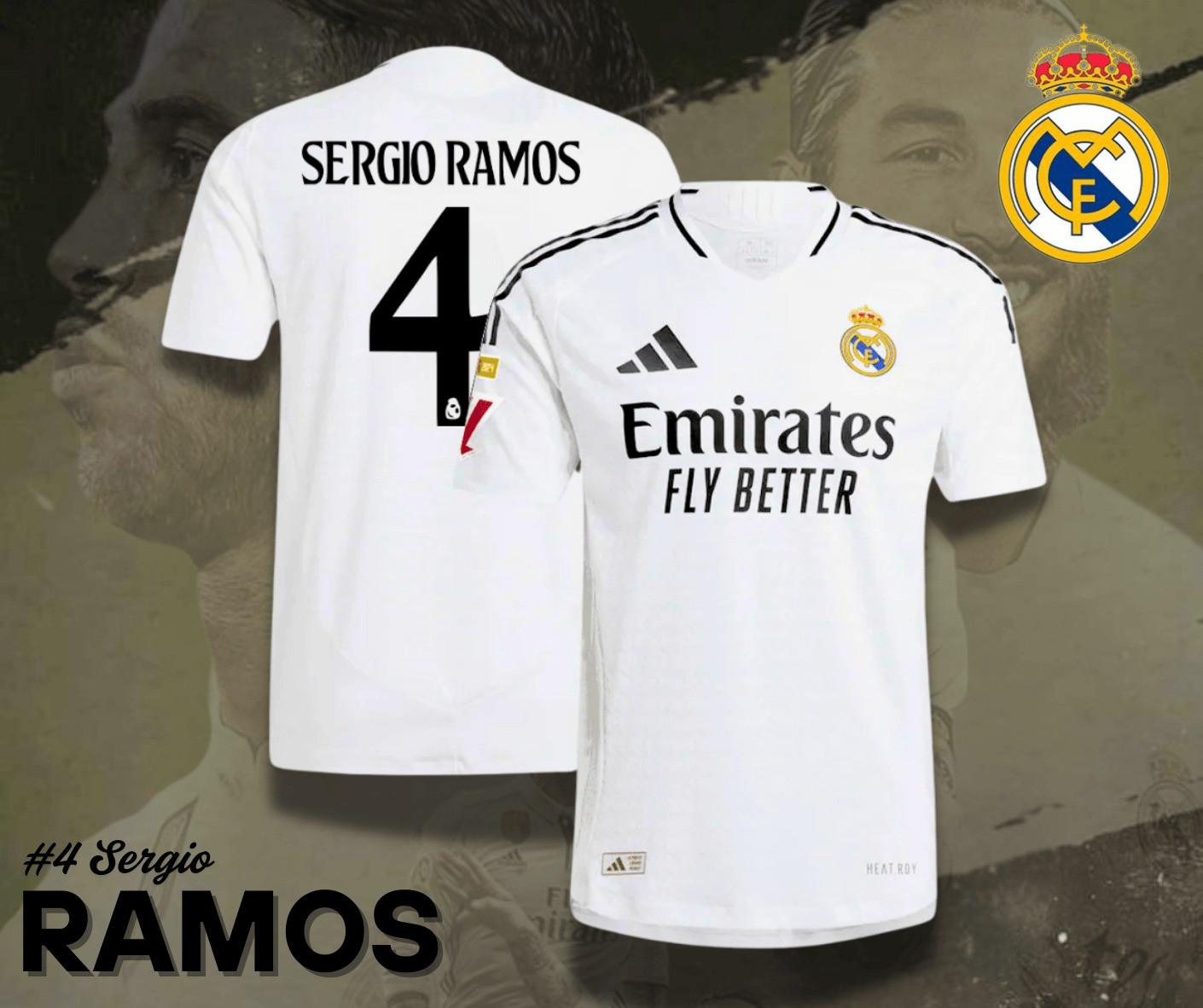 Sergio Ramos #4 V-Neck Jersey Best Gift For Football Fans