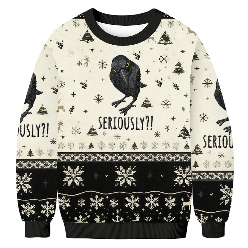 Seriously Raven Christmas Ugly Sweater Animal Themed Christmas Clothing Xmas Gift Ideas