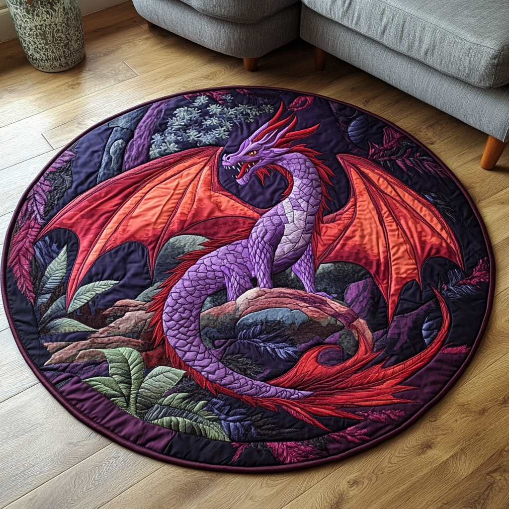 Serpent Circle Quilted Round Mat Front Entryway Ideas Dragonfly Gifts For Women