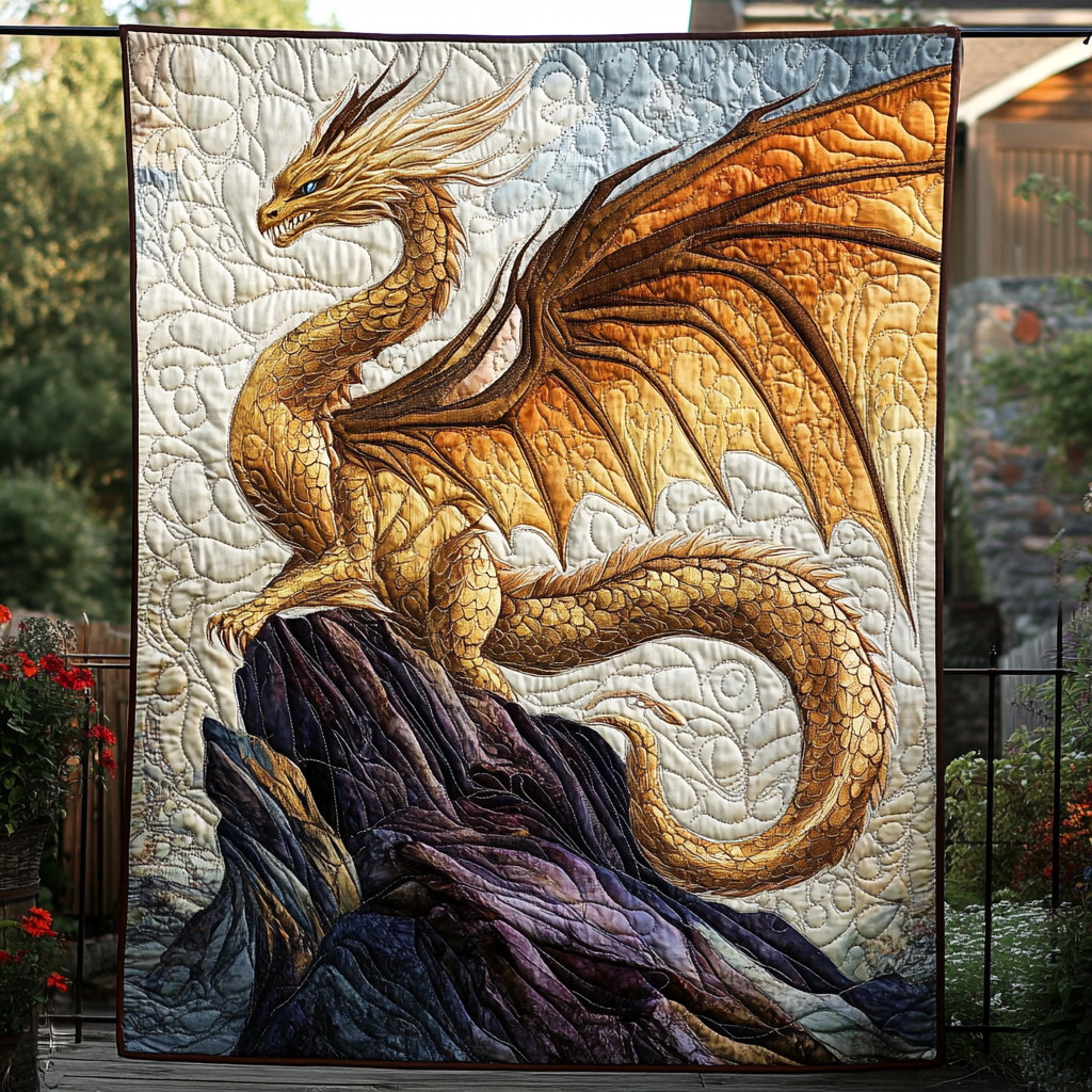 Serpent of the Skies Quilted Blanket Dragon Gifts For Her
