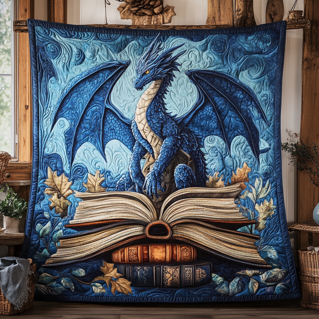 Serpent Scroll Quilted Blanket Unique Dragon Gifts