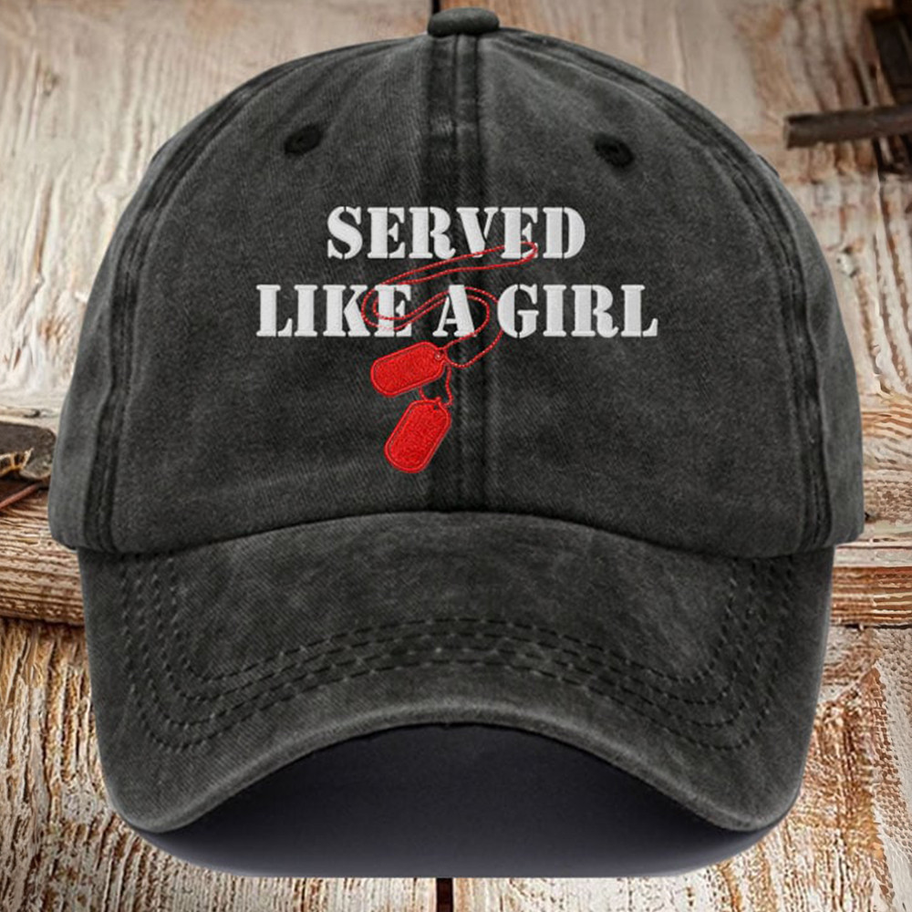 Served Like A Girl Hat DD214 Pattern Patriotic Baseball Cap Gifts For Mother
