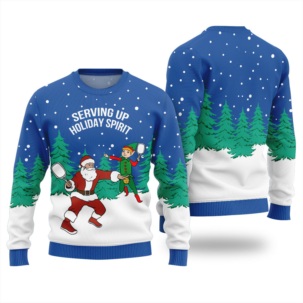 Serving Up Holiday Spirit Pickleball Ugly Xmas Sweater Special Merch Gift Idea for Festive Celebrations