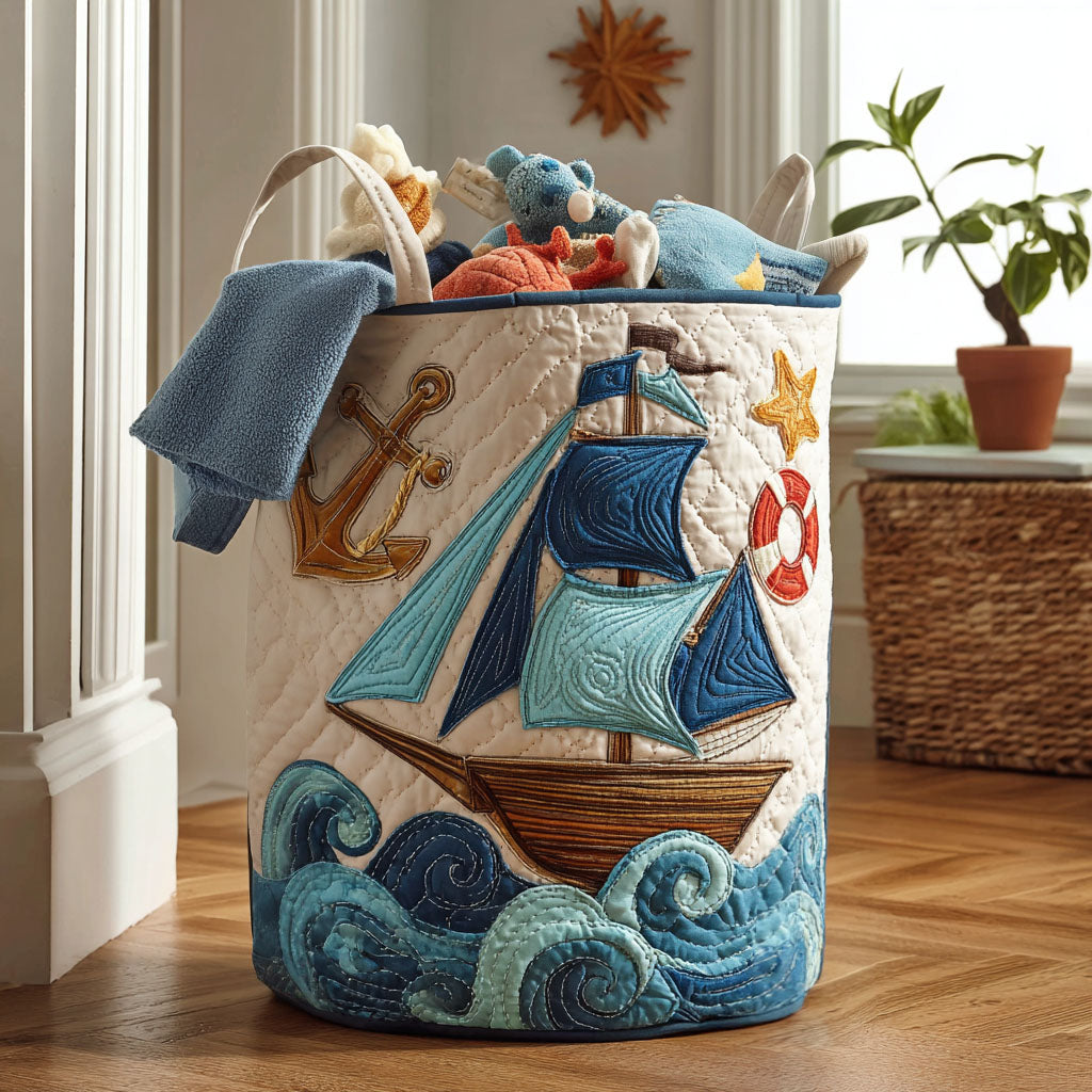 Set Sail Quilted Laundry Basket Top Choice For Housewarming