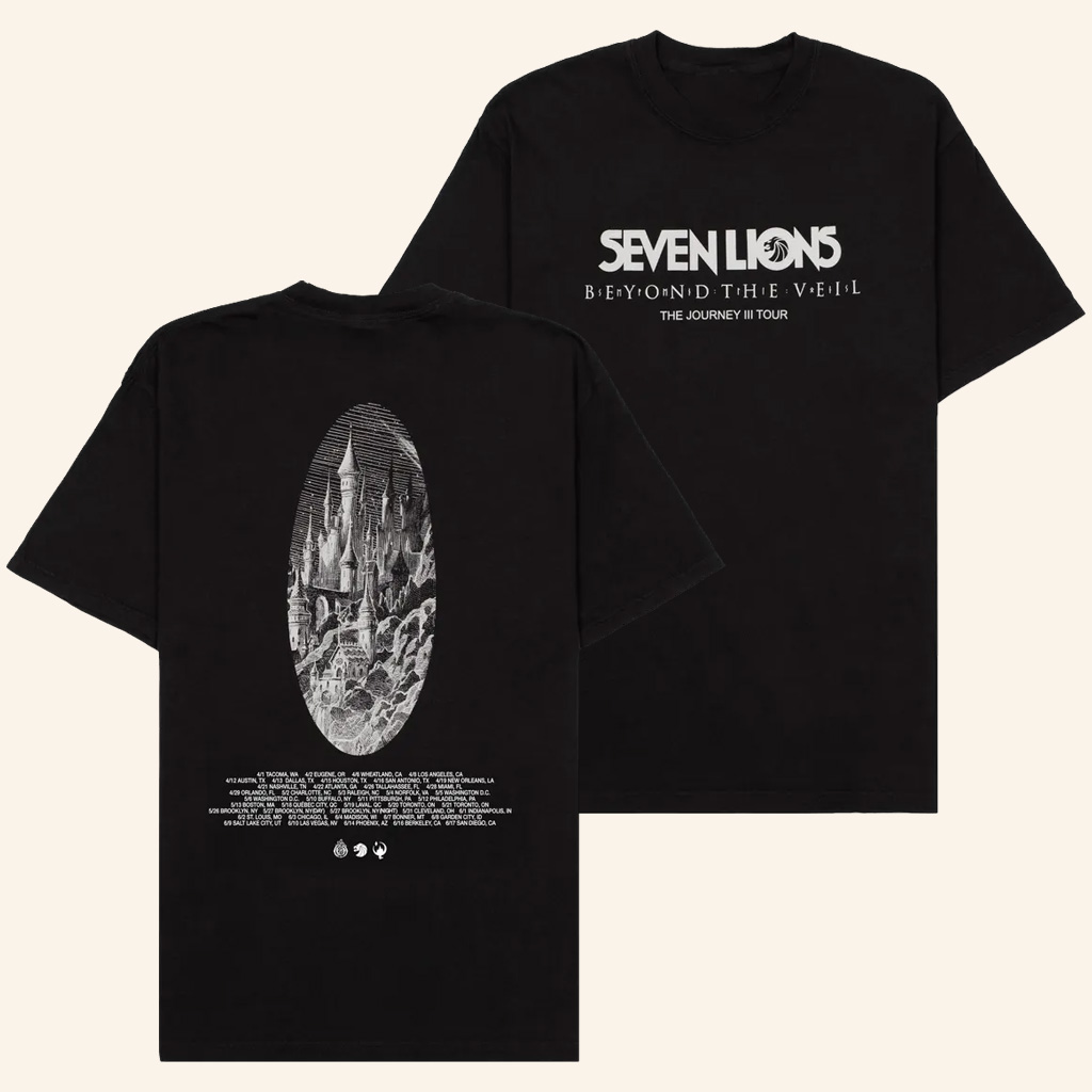 Seven Lions Merch Journey III Black Tour Date T-Shirt Presents For Music Lovers