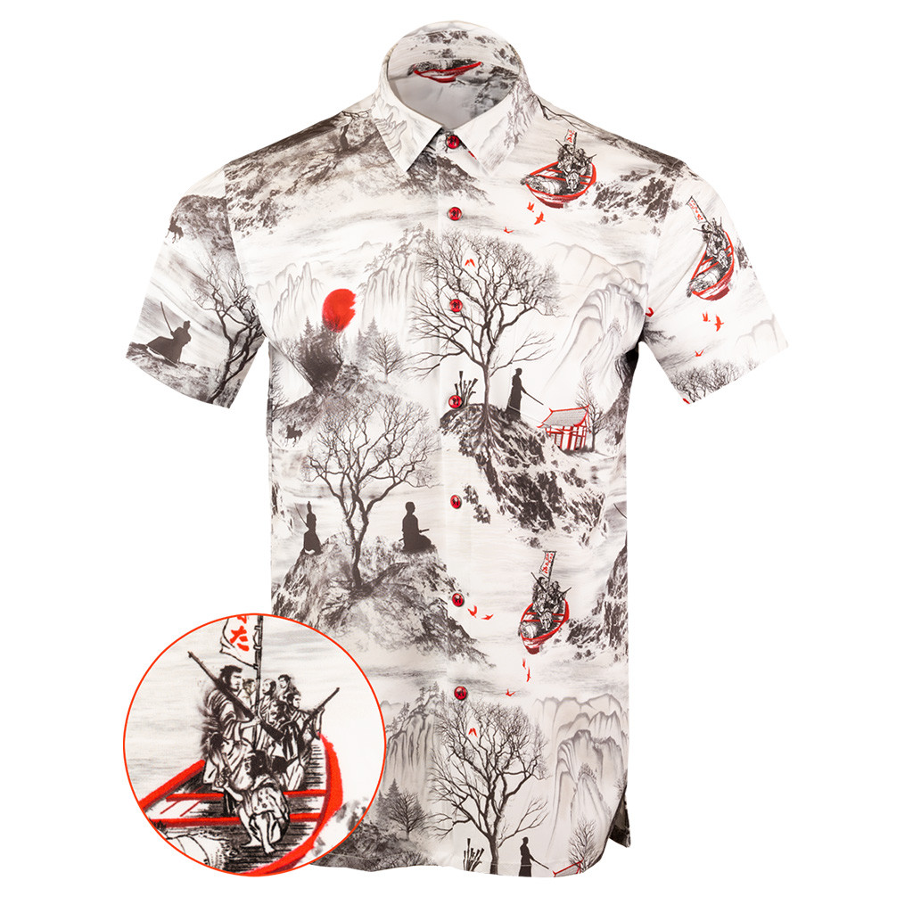Seven Samurai Button Down Shirt Tactical Aloha Shirt Christmas Gifts For Dad