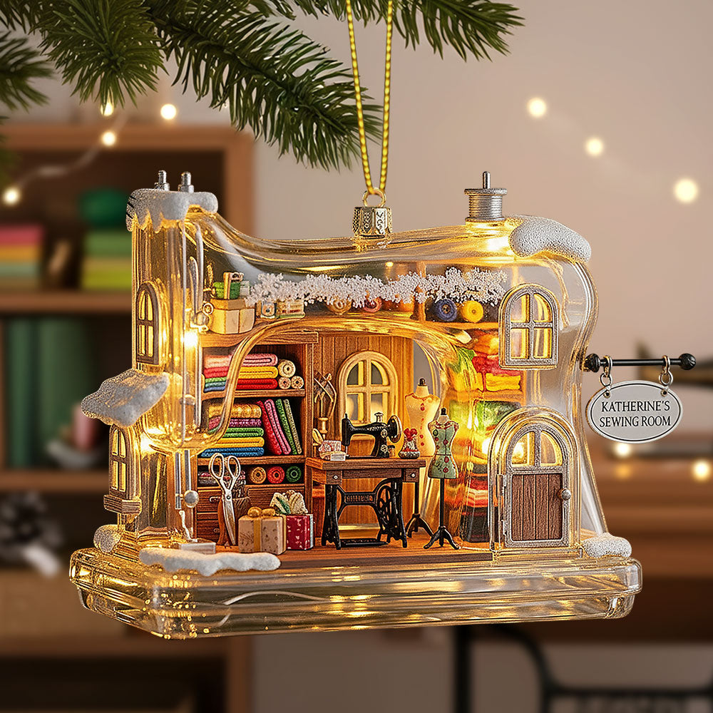 Sewing Machine Cozy House Plaque, Personalized Gifts For Sewing Lovers - Holiday Season Gift Idea