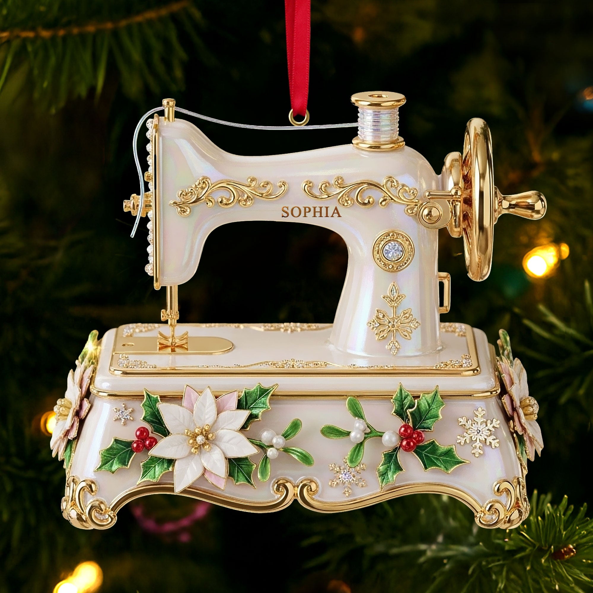 Sewing Machine Ornament - Personalized Gifts For Sewing Lovers - Family Christmas Ornament Gift