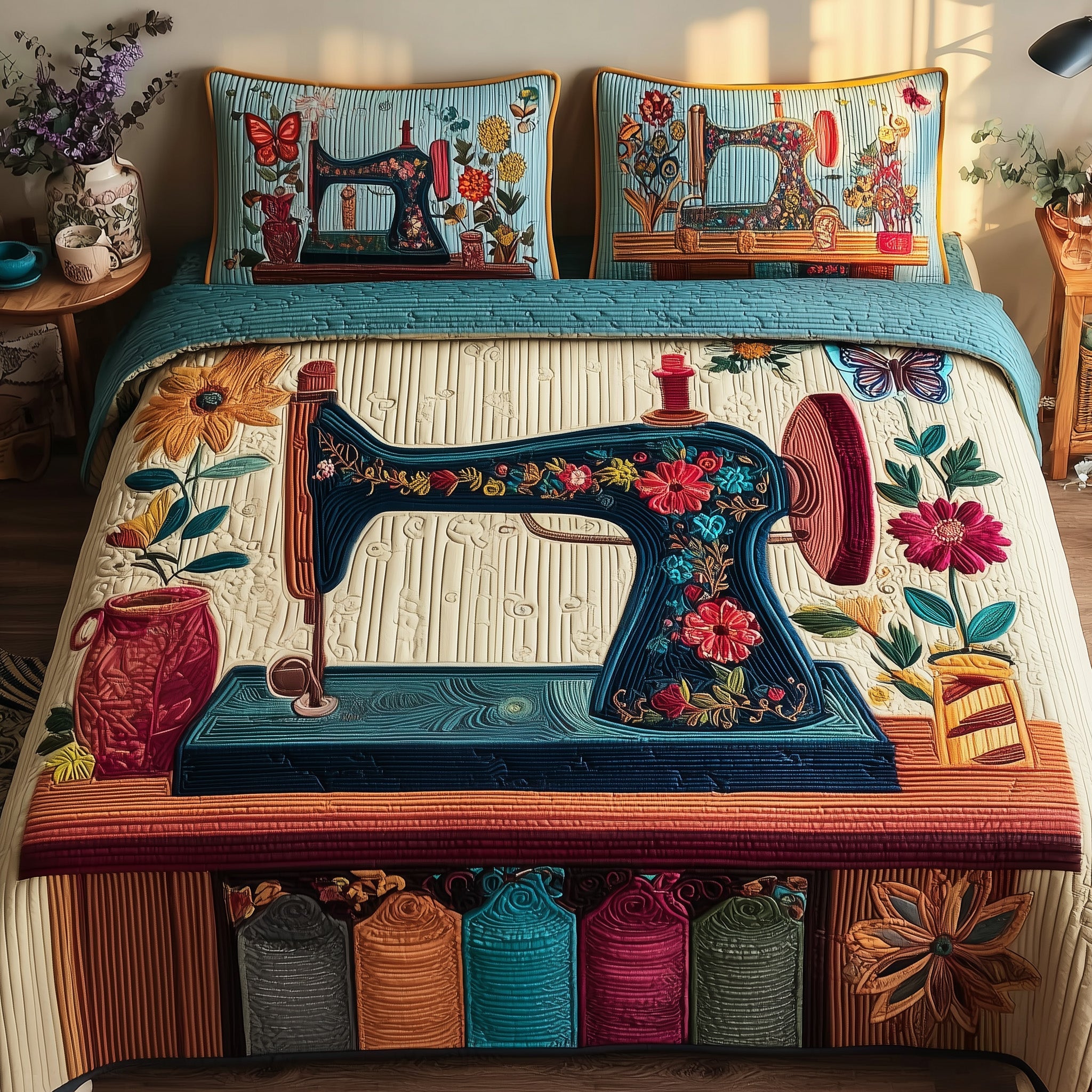 Sewing Quilted Bedding Set Duvet Cover Bedspread Presents For Sewers