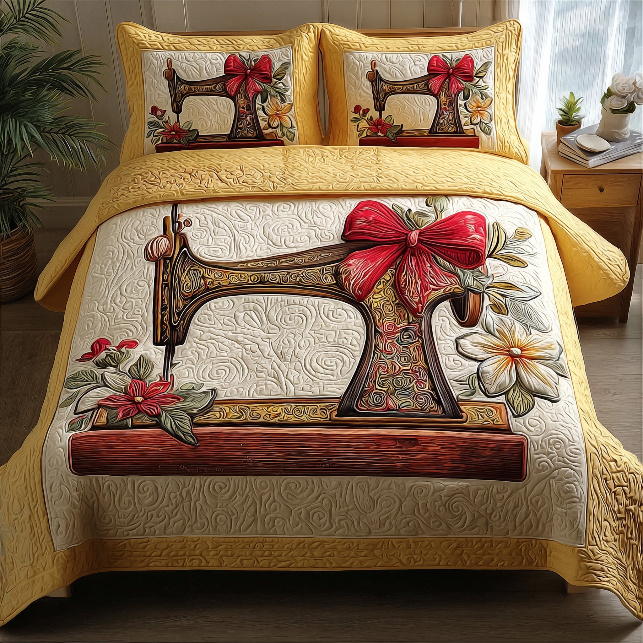 Sewing Quilted Bedding Set Linen Blend