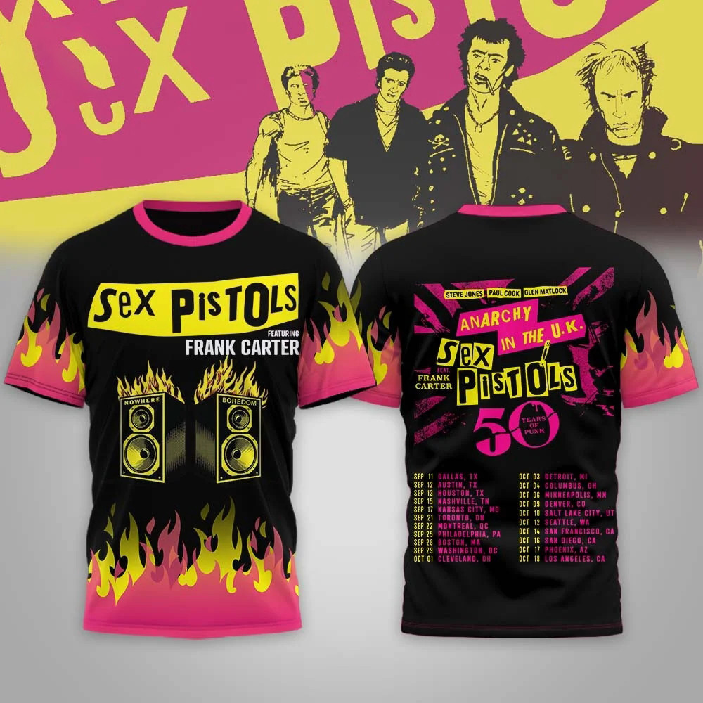 Sex Pistols x Frank Carter 50 Years Of Punk T-Shirt North American Tour Shirt Fan Gift