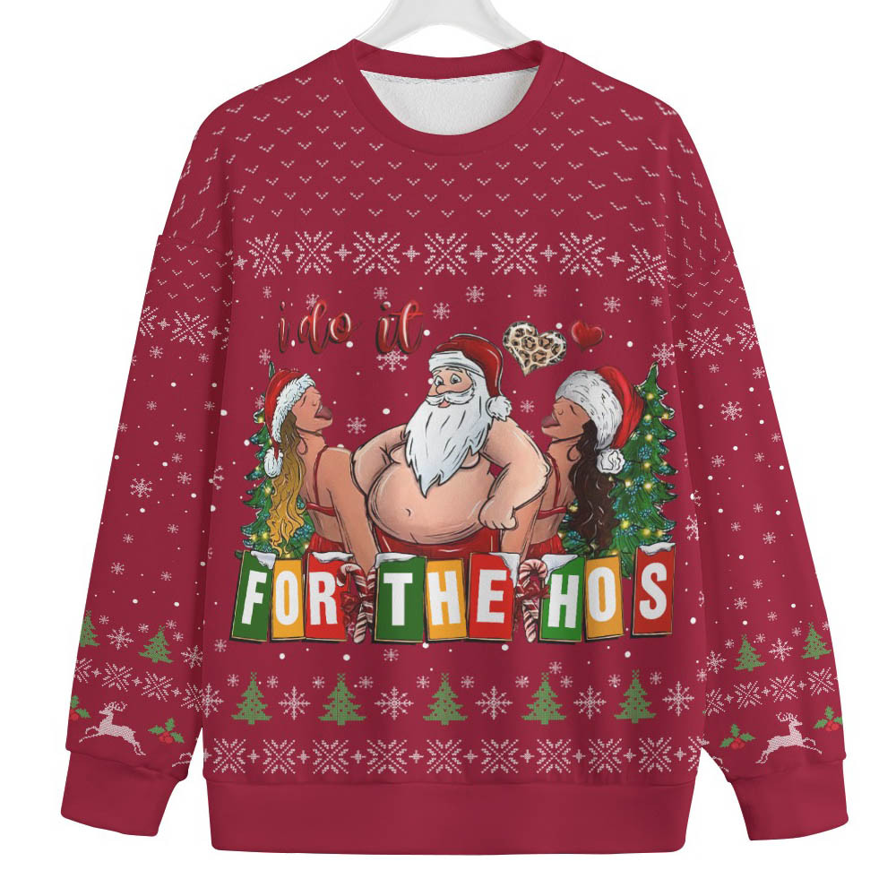 Sexy Santa Womens Plus Size Ugly Christmas Sweater Do It For The Hos Stylish Winter Sweatshirt for Everyday Wear