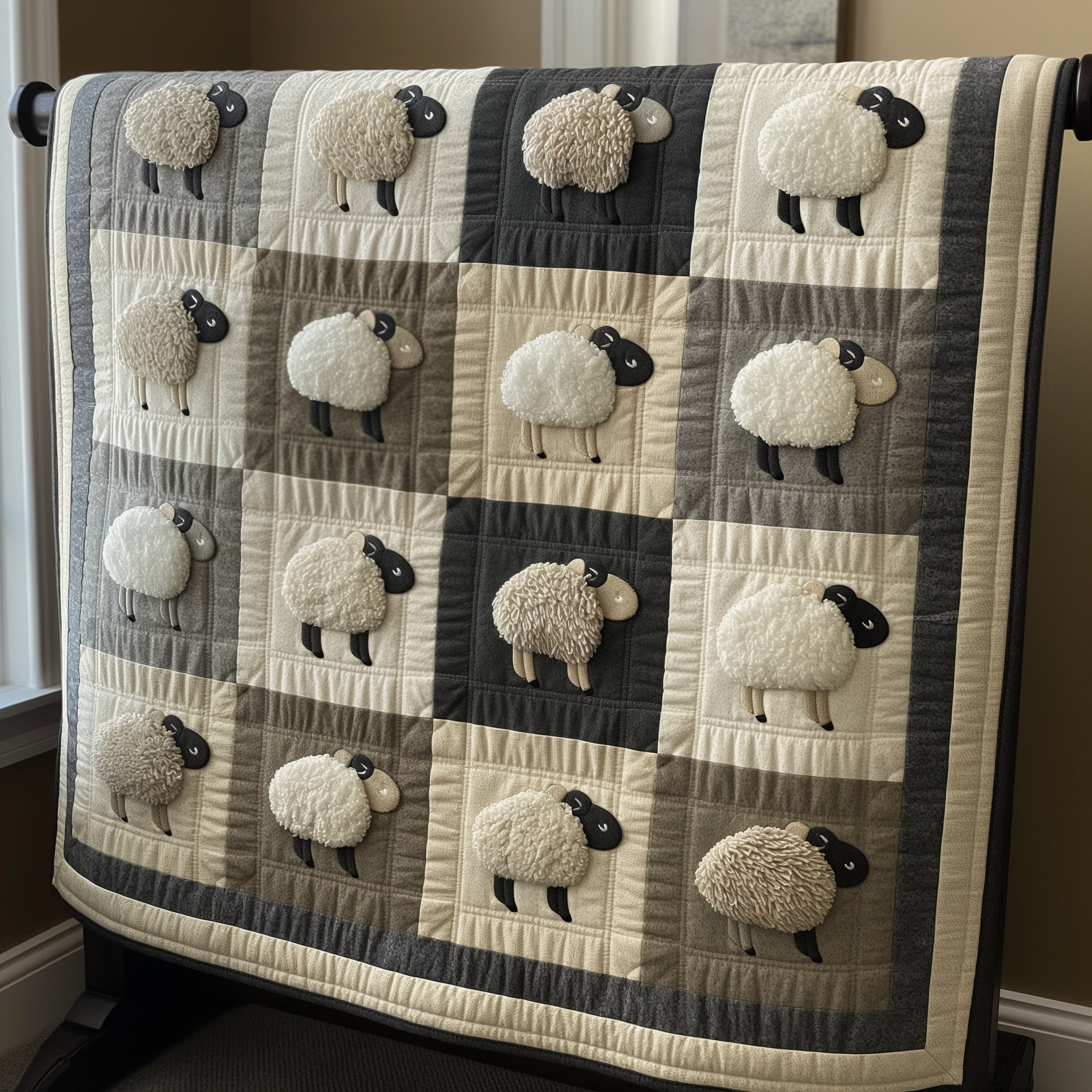 Shadow and Light Sheep Quilted Blanket Presents For Sheep Lovers