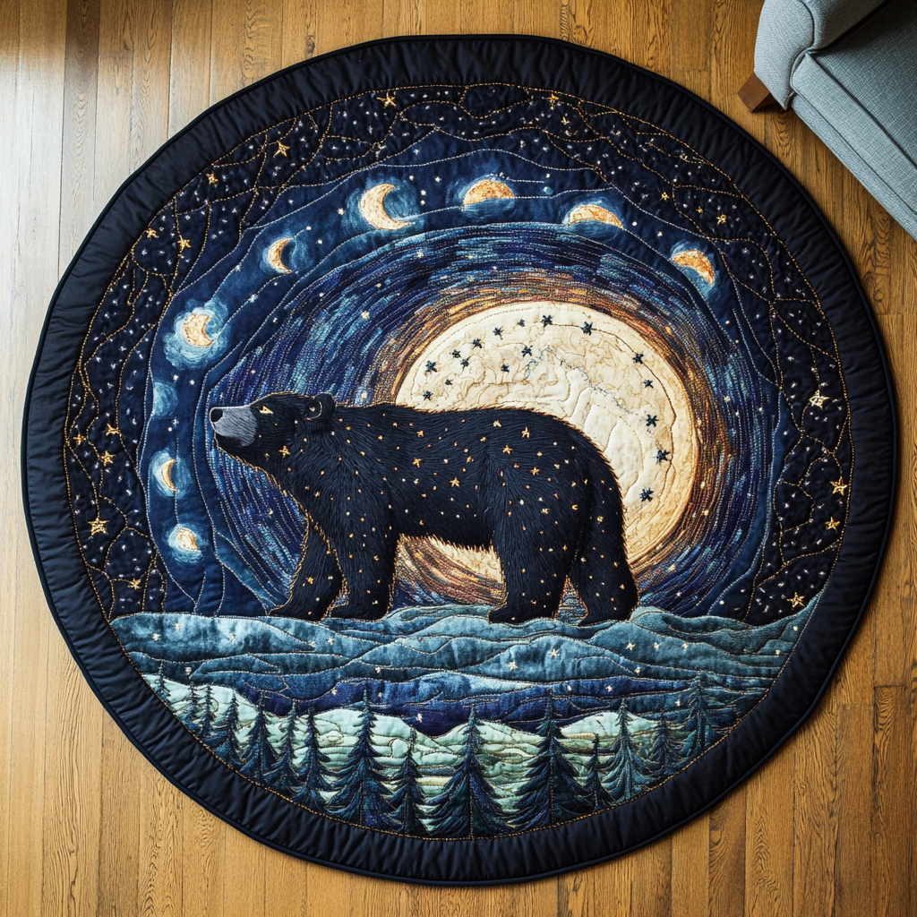 Shadow Claw Quilted Round Mat Outdoor Entryway Decor Bear Gifts For Him Her