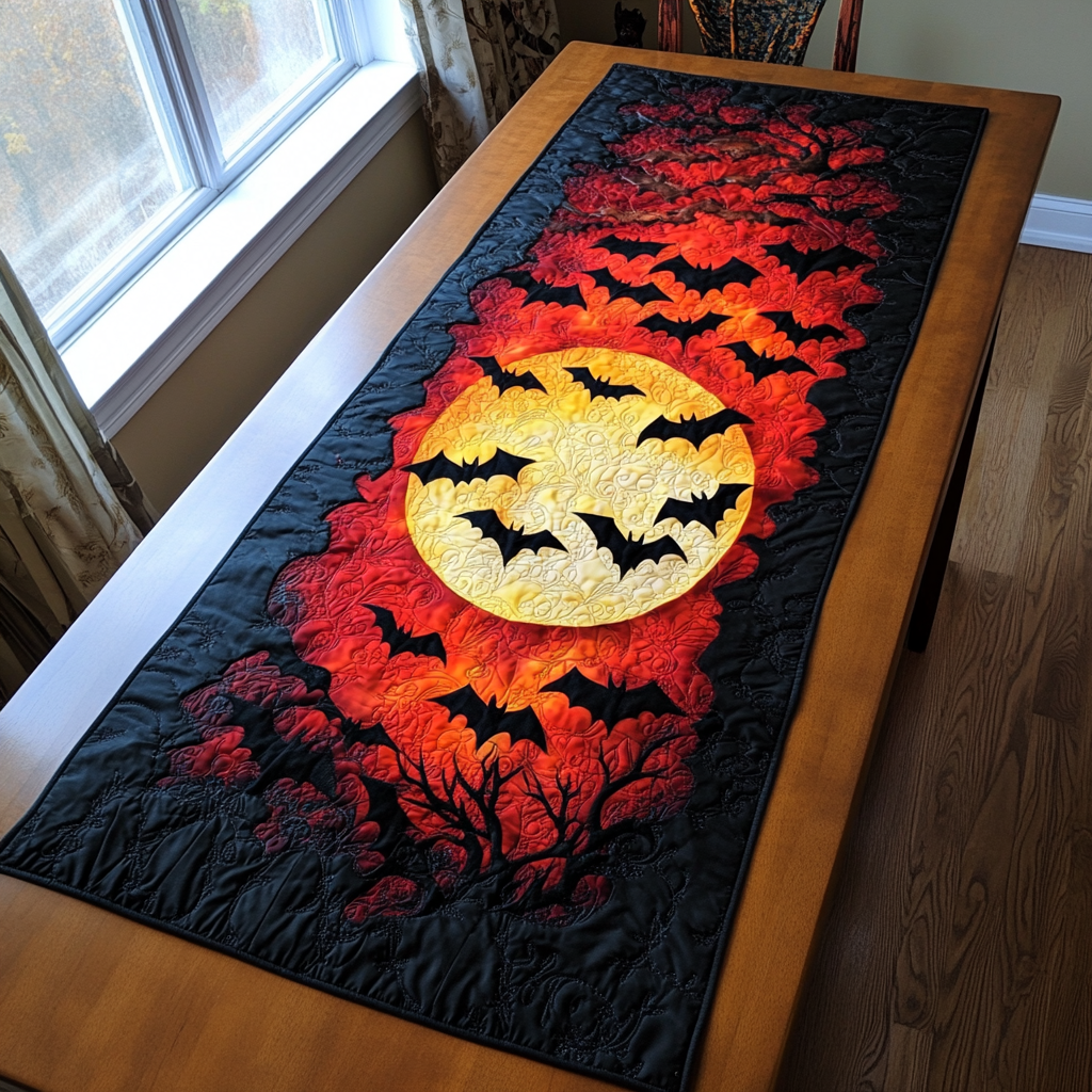 Shadow Flight Quilted Table Runner Fall Table Runner Halloween Dining Room Decor