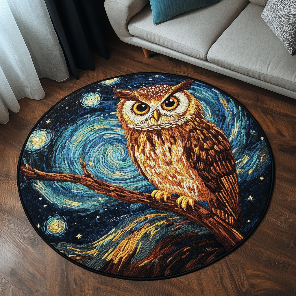 Shadow Glider Quilted Round Mat Christmas Entryway Decor Best Unique Gifts For Owl Lovers