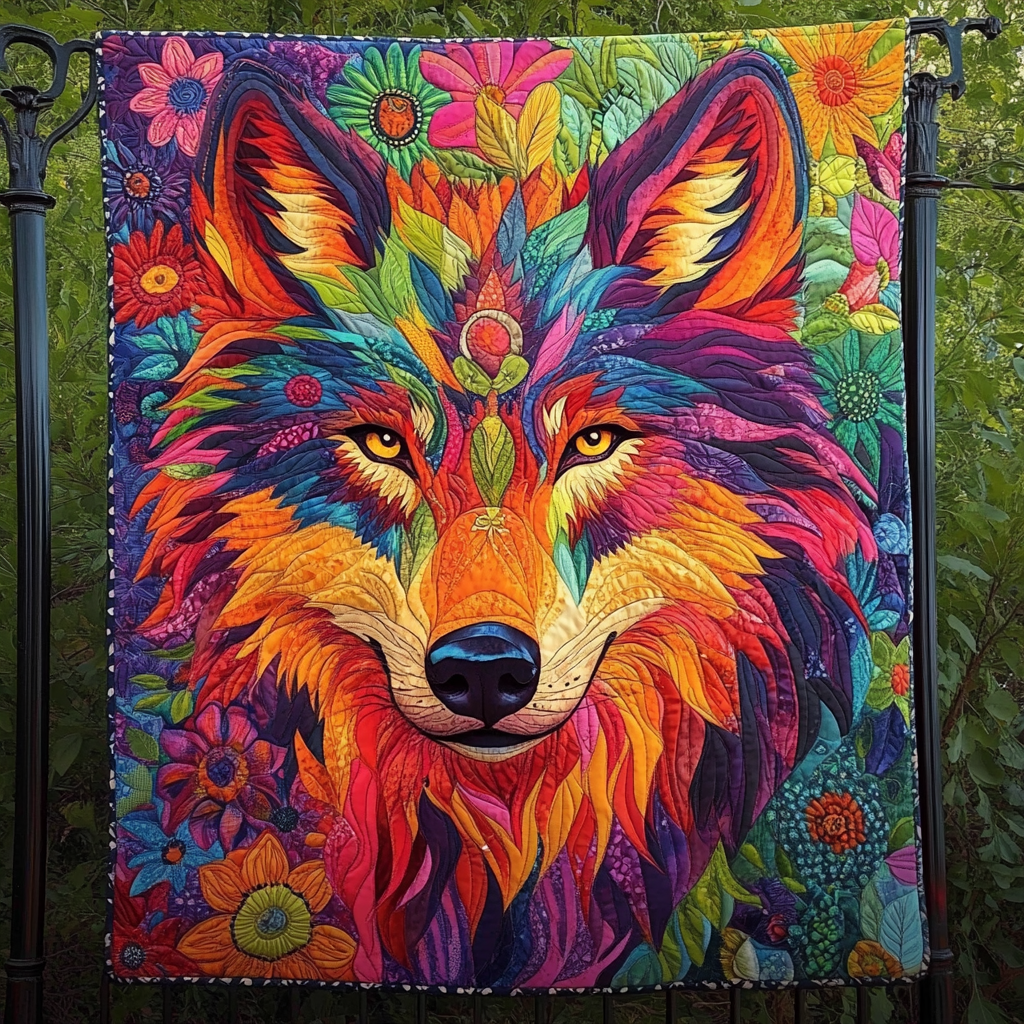 Shadow Hunter Quilted Blanket Unique Wolf Blanket Wolf Gifts For Him