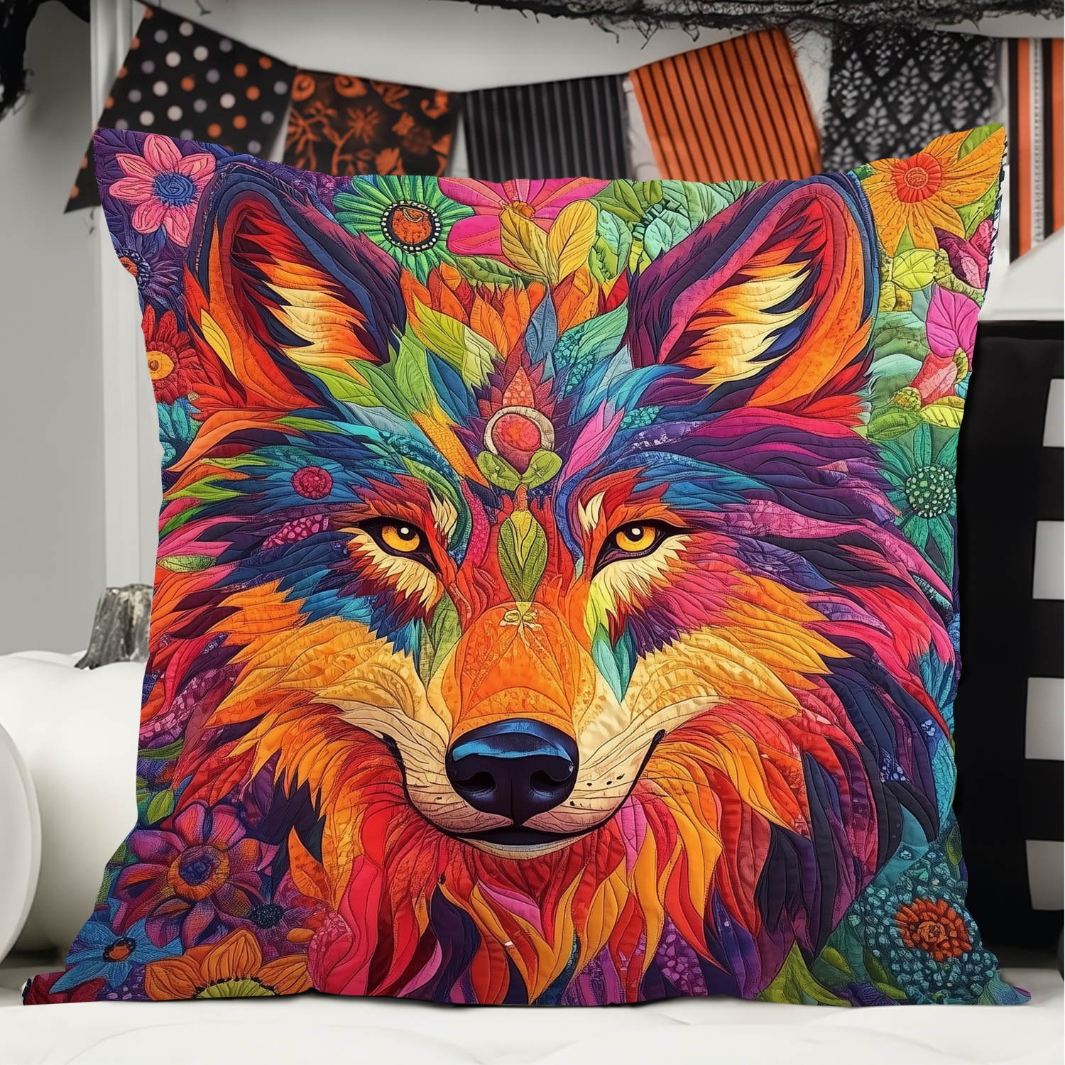 Shadow Hunter Quilted Pillow Case Holiday Season Cushion Cover