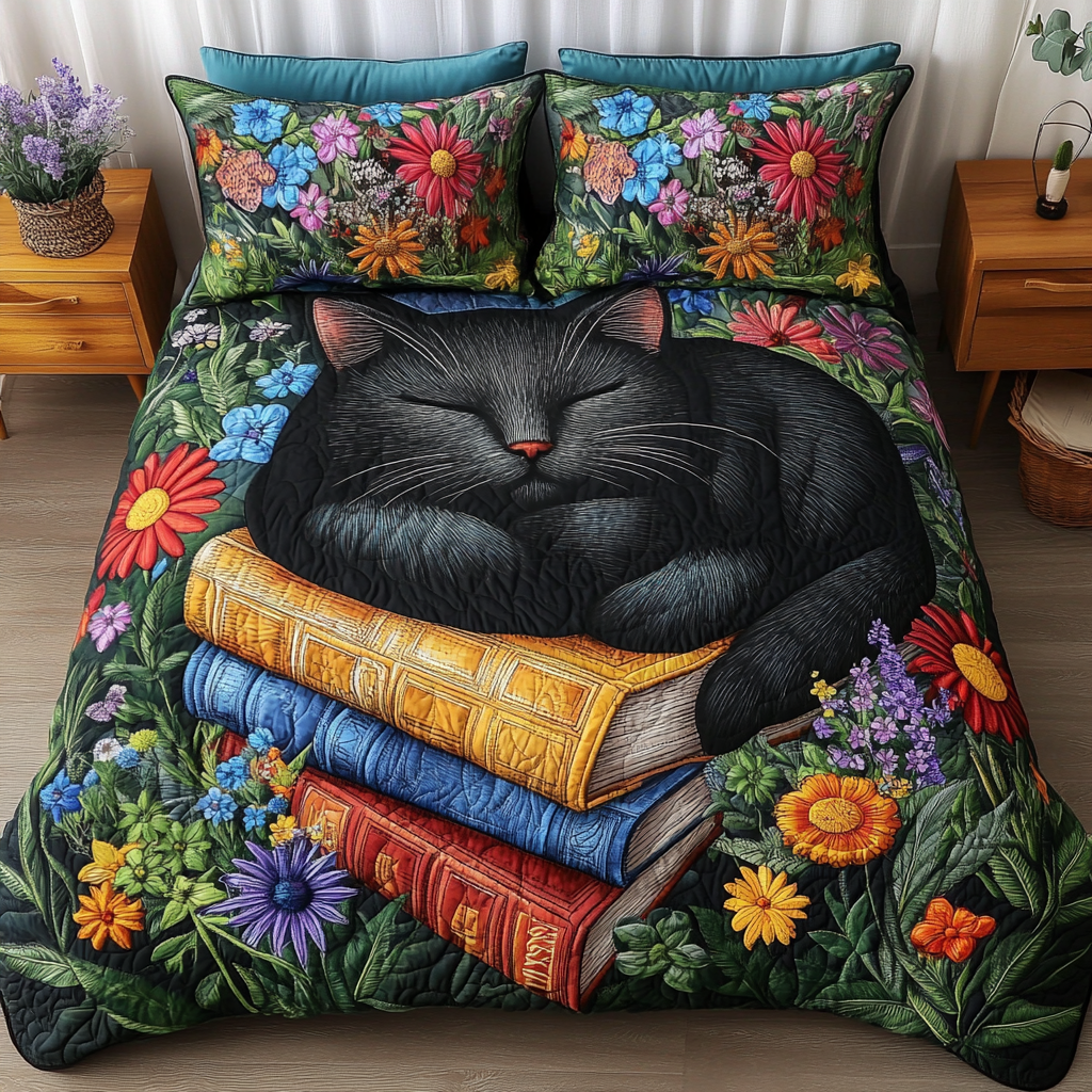 Shadow Paws Quilted Bedding Set Bedroom Decor Ideas Cat Xmas Presentscat Themed Christmas Gifts