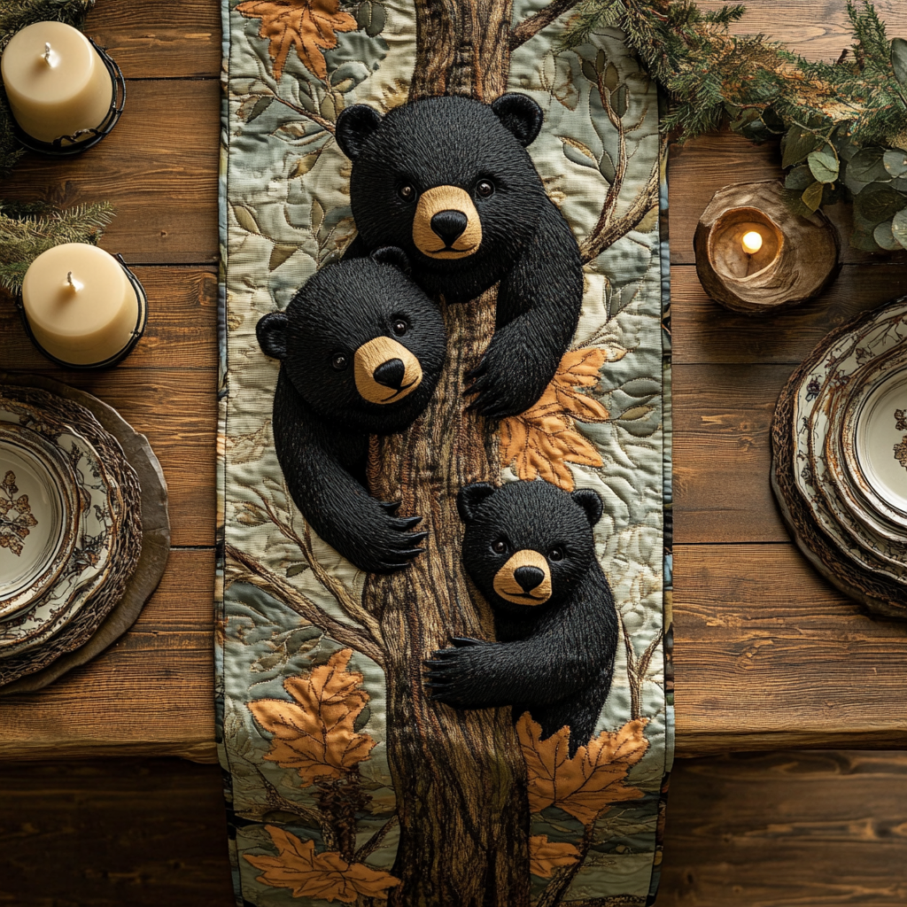 Shadow Paws Quilted Table Runner Kitchen Decor Christmas Gifts For Wildlife Lovers