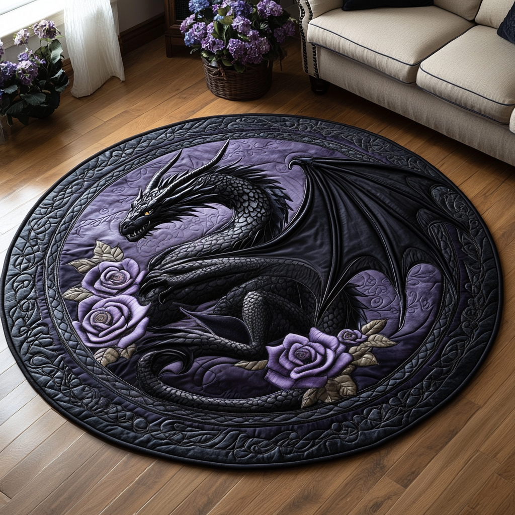 Shadow Roar Quilted Round Mat Entryway Rug Ideas Dragonfly Gift Items