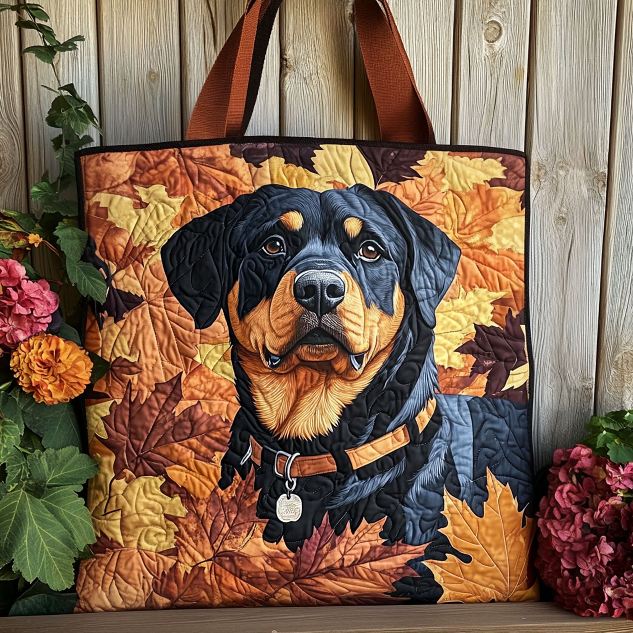 Shadow Rottweiler Quilted Tote Bag Christmas Presents For Dog Owners