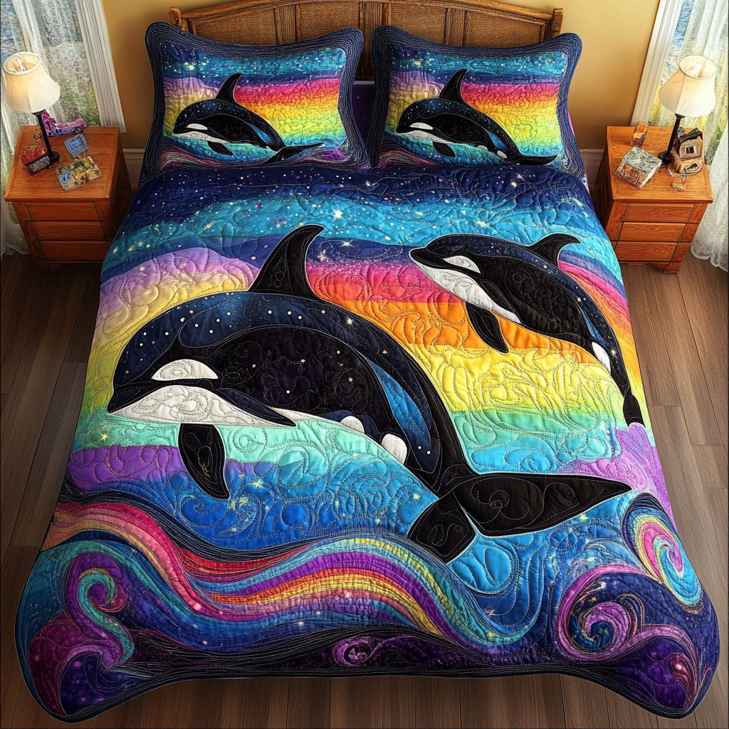 Shadow Serenade Quilted Bedding Set Cool Bedroom Decor Best Gifts For Whale Lovers