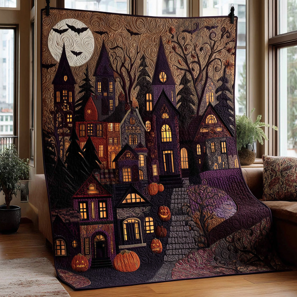 Shadow Street Quilted Blanket Vintage Halloween Blanket Spooky Gifts For Her